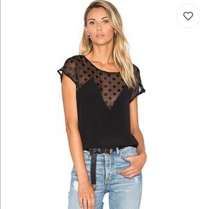 Lovers + Friends Emrey Polka Dot Black Blouse